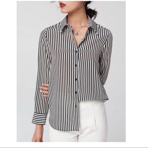 Zara Blue/White striped Silky Blouse